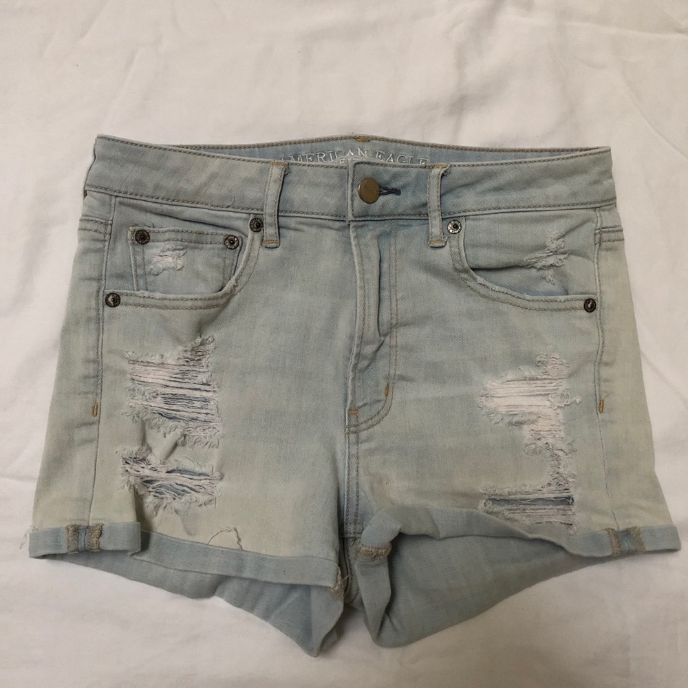 American Eagle ripped high waisted denim shorts